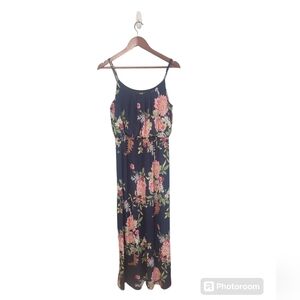 Naif Womens Floral Boho Coastal Maxi Adjustable‎ Strap Dress Size Large